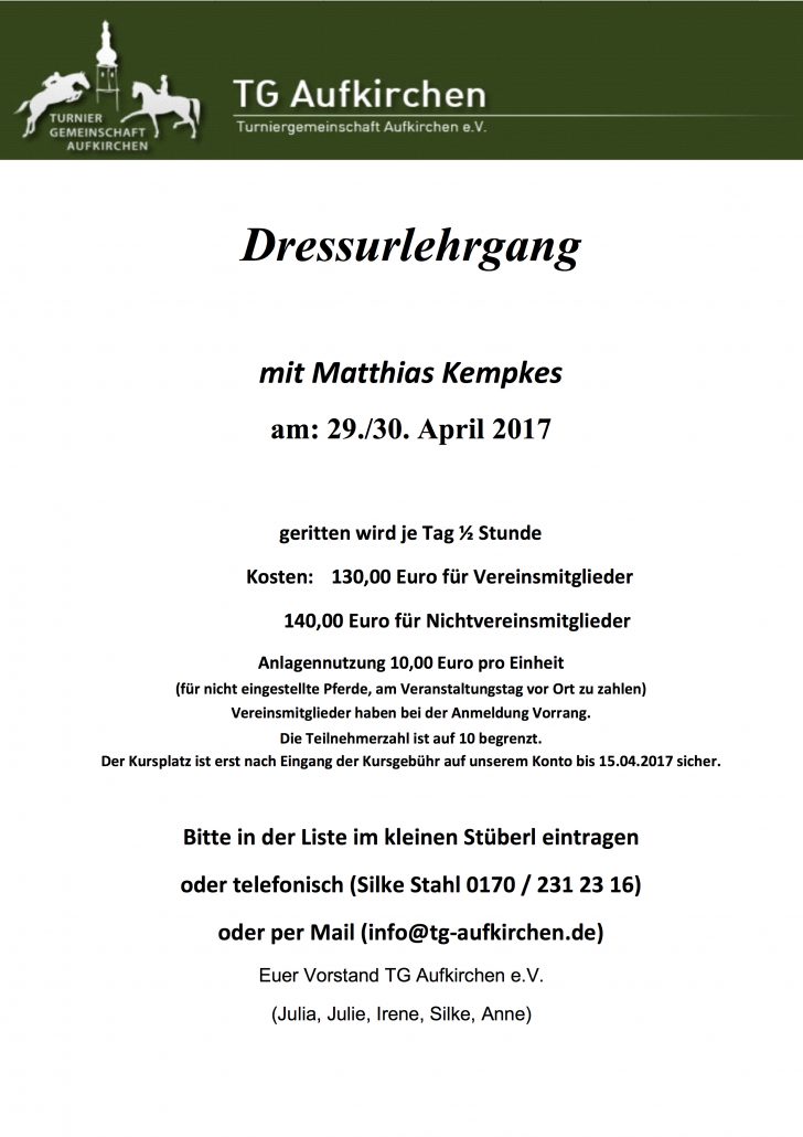 Dressurlehrgang-Kempkes-April